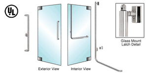 CRL-Blumcraft® Brushed Stainless Left Hand Reverse Glass Mount with Keyed Lock "X" Exterior, Top Securing Panic Handle