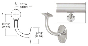 CRL Polished Stainless Del Mar Series Wall Mounted Hand Railing Bracket for 2" Tubing