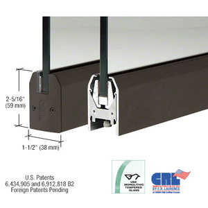 CRL Black Bronze Anodized 3/8" Glass Low Profile Tapered Door Rail Without Lock - Custom Length