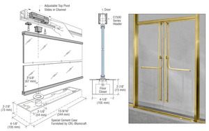 CRL-Blumcraft® Satin Brass 1301 Entry Door 3/4" Glass w/Fixed Closer and Standard Top Pivot - Entry With Panic