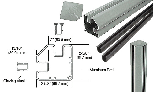 CRL Agate Gray AWS 2" x 2-5/8" Rectangular 90 Degree 36" Corner Post Kit