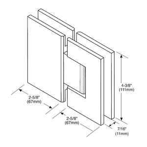 CRL Polished Chrome Victoria 180 Degree Glass-to-Glass Series Hinge