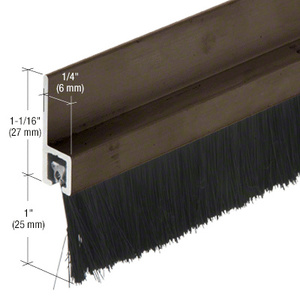 CRL 96" Extruded Dark Bronze Anodized Brush Door Sweep with 1" Nylon Bristle