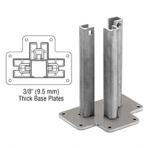 CRL Brushed Stainless Steel Surface Mount Stanchion for up to 72" Barrier 3-Way Post