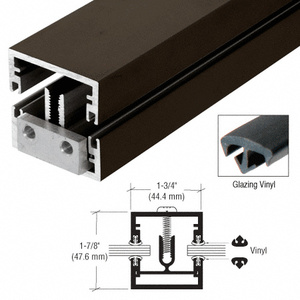 CRL Dark Bronze Shallow 1-3/4" x 1-7/8" Division Bar with Vinyl - 24'