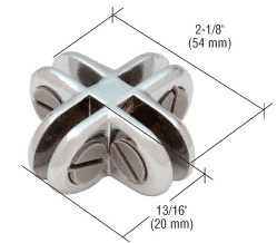 CRL Chrome Four-Way 90 Degree Display Connector