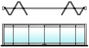 CRL Polished Stainless 6-Panel Bipart Overhead Track Half Bi-Fold Door Configuration