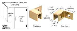 CRL Polished  Brass Left Hand "Sleeve Over" Wall Mount Glass Clamp