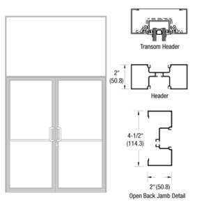 CRL-U.S. Aluminum Custom Size Clear Anodized Class 1 Series IT451 Open Back Offset Pivot Transom Door Frame Complete (2FT)