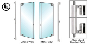 CRL-Blumcraft® Brushed Stainless Left Hand Double Acting Glass Mount Keyed Access 'F' Exterior Top and Bottom Secured Deadbolt Handle