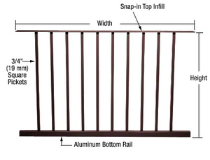 CRL Matte Bronze 200, 300, 350, and 400 Series 48"W x 48"H Picket Panel