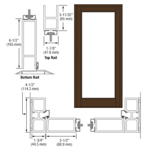 CRL-U.S. Aluminum Bronze Black Anodized Blank Single Series 800 Durafront Medium Stile Offset Hung Entrance Door- No Prep