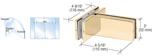 CRL Brass Transom Mounted Patch Connector with Support Fin Bracket