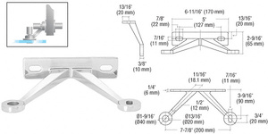 CRL Polished Stainless Regular Duty Spider Fitting Double Arm "V" Wall Mount Frame