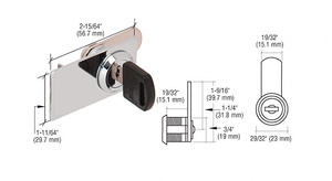 CRL Chrome Keyed Alike Lock for Cabinet Swinging Glass Door