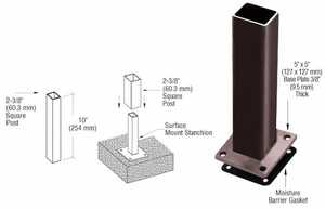 CRL Matte Bronze ARS Surface Mount Stanchion