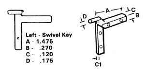 CRL Left Nylon Swivel Key - 1.475" Leg; .120" Width - 20/Pk