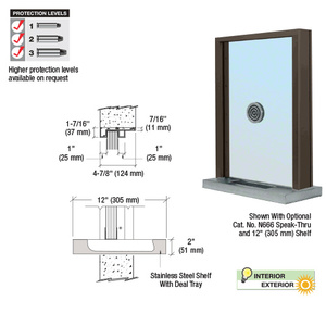 CRL Duranodic Bronze Anodized Aluminum Standard Inset Frame Exterior Glazed Exchange Window with 12" Shelf and Deal Tray