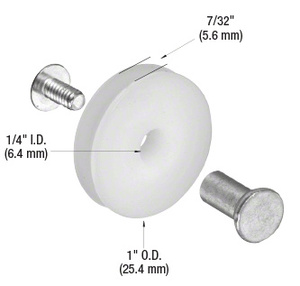 CRL 1" Nylon Sliding Screen Door Roller with Center Groove for Air Control Doors