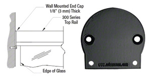 CRL Matte Black 300 Series Wall Mount End Cap