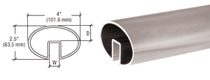 CRL Mill 4" x 2-1/2" Oval Extruded Aluminum Cap Rail for 1/2" or 5/8” Glass - 240"