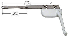 CRL White 9-1/2" Left Hand Single Arm Ellipse Surface Mount Dyad Casement Operator
