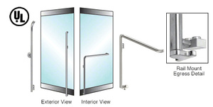 CRL-Blumcraft® Brushed Stainless Left Hand Reverse Rail Mount Keyed Access 'M' Exterior Bottom Securing Electronic Egress Control Handle