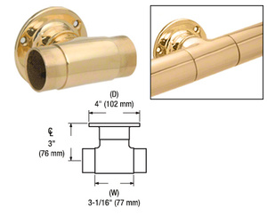 CRL Polished Brass Flush Wall Mount Tee for 2" Tubing