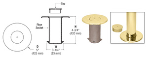 CRL Polished Brass Floor Socket With Cap for 2" Tubing