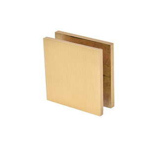 CRL Satin Brass Square Style Hole-in-Glass Fixed Panel U-Clamp