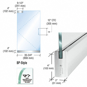 CRL Dry Glazed Frameless Glass 3' BP-Style Polished Stainless Single Door Only Kit - without Lock