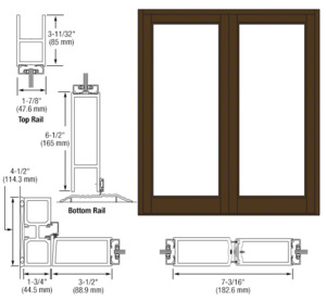 CRL-U.S. Aluminum Bronze Black Anodized Blank Pair Series 800 Durafront Medium Stile Offset Hung Entrance Doors- No Prep