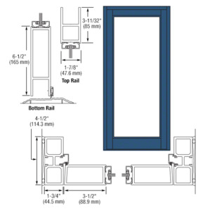CRL-U.S. Aluminum Custom KYNAR® Paint Blank Single Series 800 Durafront Medium Stile Offset Hung Entrance Door- No Prep