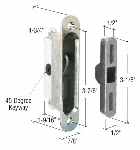 CRL 7/8" Wide Mortise Lock and Keeper with 3-7/8" Screw Holes for Traco Doors