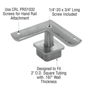 CRL Polished Stainless 2" Square Post P-Series 90 Degree Fixed Standoff Saddle