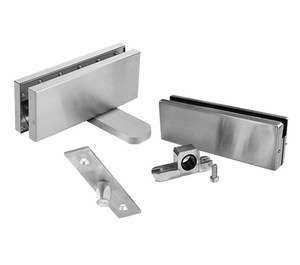 CRL Brushed Stainless Steel Hydraulic Patch Door Set Hold Open