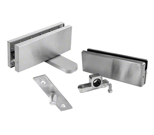 CRL Brushed Stainless Steel Hydraulic Patch Door Set Hold Open | CRL