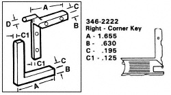 CRL Right Nylon Corner Key - 1.655" Leg, .195" Width - 20/Pk