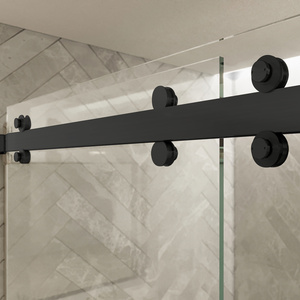 CRL Matte Black Deluxe 180 Degree Cambridge Series Two Door Bypass Sliding Shower Door System