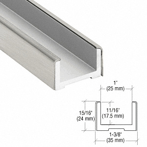 CRL-Blumcraft® Brushed Stainless Wet Glaze U-Channel for 3/4" (19 mm) Glass 120"