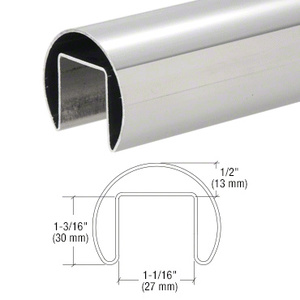 CRL 316 Polished Stainless Steel 1-7/8" Roll Form Cap Rail - 19'-8"
