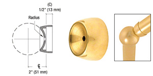 CRL Polished Brass 3-5/16" Ball Type Angle Collar for 2" Tubing