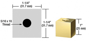 CRL Brass 1-1/4" Square Standoff Base 1" in Length