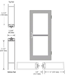CRL-U.S. Aluminum Clear Anodized Custom Single 36" x 84" Series 550 Wide Stile Butt Hinge Entrance Door