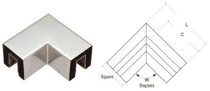 CRL Polished Stainless 90 Degree Horizontal Corner for 1-1/2" Square Glass Cap Railing