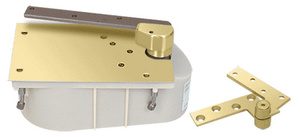 Rixson® Polished Brass 27 Series Left Hand 3/4" Offset 90º Selective Hold Open Floor Mounted Closer - Complete Package