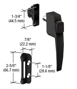CRL Black Screen and Storm Door Push Button Latch with 1-3/4" Screw Holes