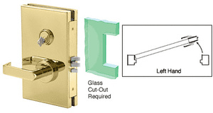 CRL Polished Brass 6" x 10" LH Center Lock with Deadlatch in Class Room Function