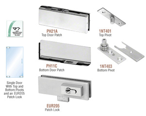 CRL Brushed Stainless European Patch Door Kit - With Lock