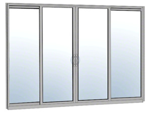 CRL-U.S. Aluminum Clear Anodized OXXO Sliding Door Thermally Broken Fin Frame Glazed